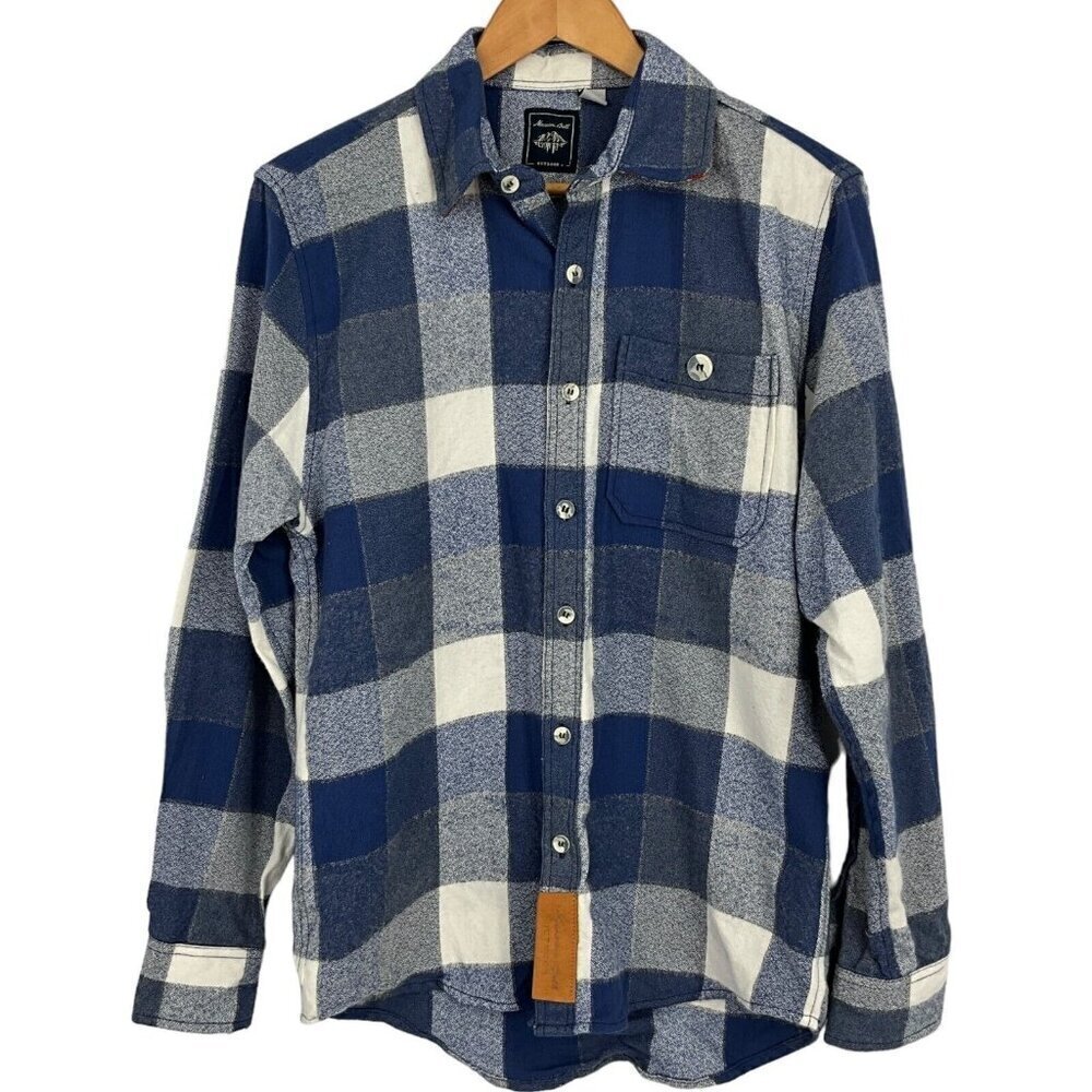 Maroon Bells Mens Campfire Shirt Size S Glacier Blue Check Long Sleeve Outdoor